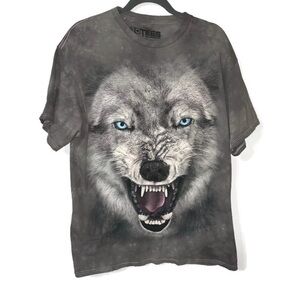 3D Tees Grey Tie dye Vintage Wolf Tee